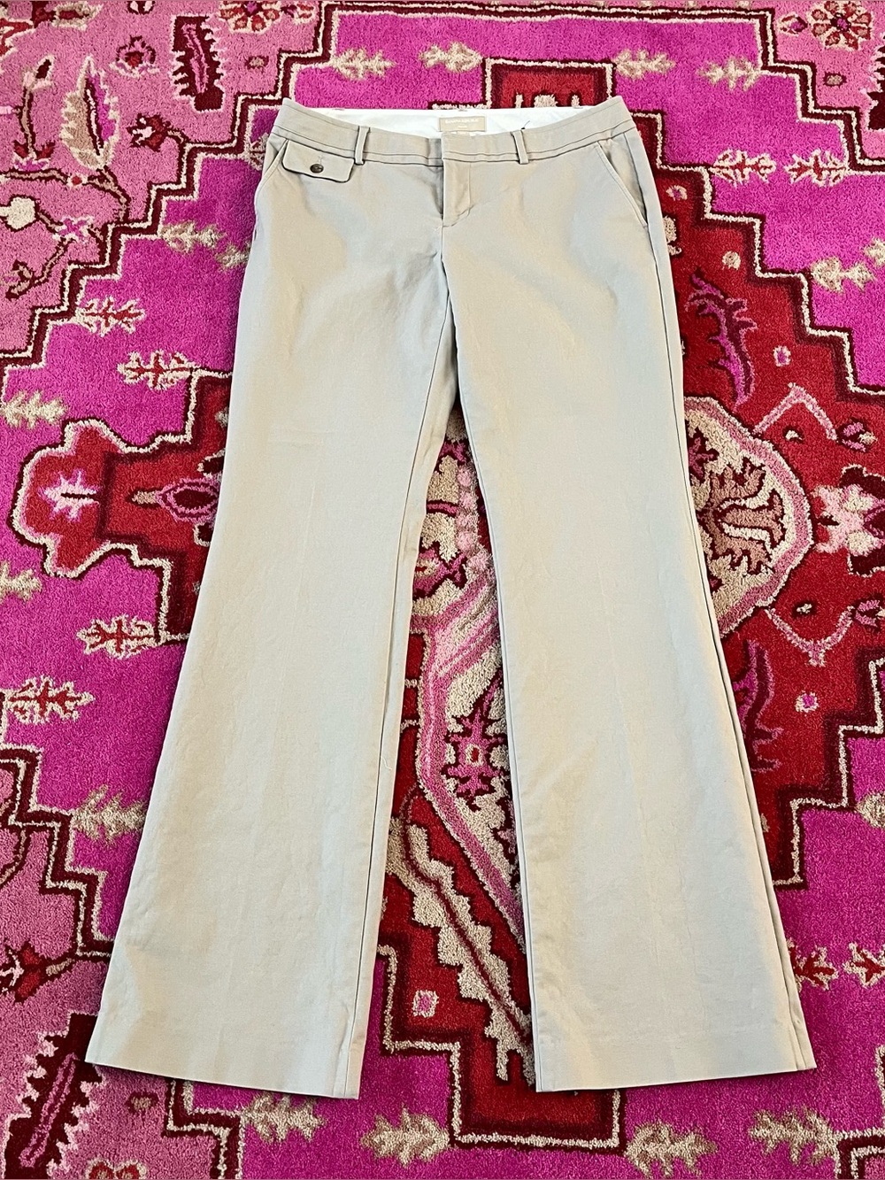 Banana Republic sz 10 Long Ryan Fit Khaki Pants Trousers Bootcut Beige Stretch - Picture 1 of 7
